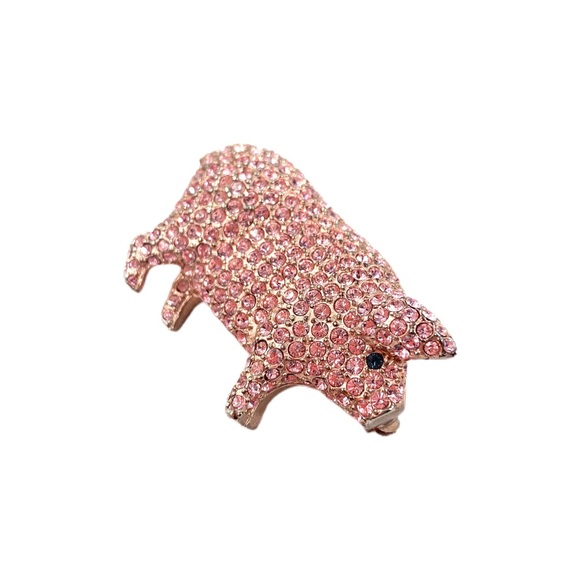 VTG Carolee Pink Swarovski Pig Brooch Pin Set - Picture 2 of 11